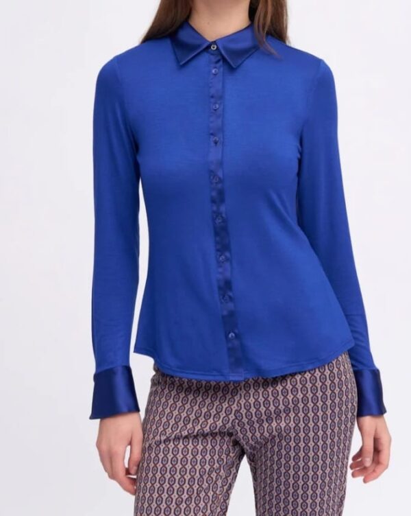 Camisa punto combinada con raso