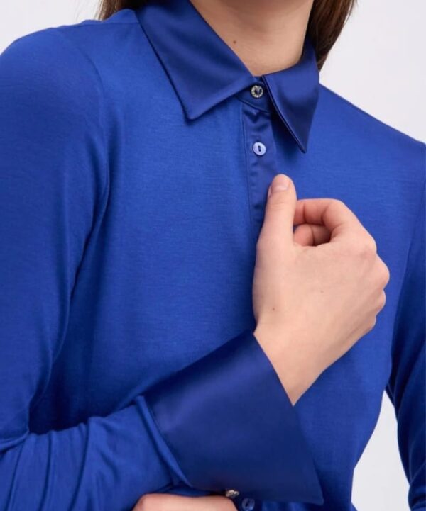Camisa punto combinada con raso - Imagen 2